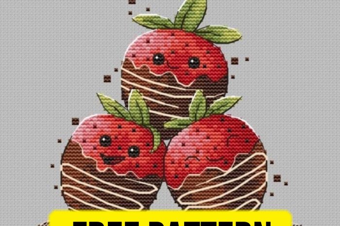 “Chocolate Strawberries” – free cross stitch pattern