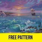 “Sea” - Free Cross Stitch Pattern Nature Landscape Large﻿