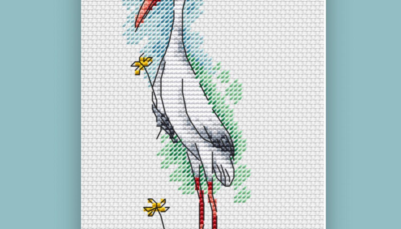 “Crane” - Free Cross Stitch Pattern Birds Design Easy