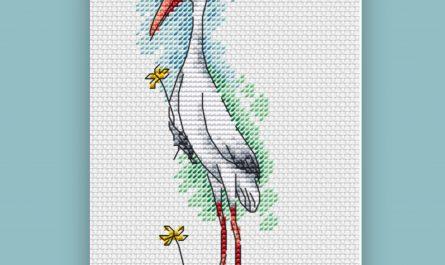 “Crane” - Free Cross Stitch Pattern Birds Design Easy