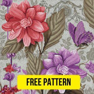 “Flowers Mood” - Free Cross Stitch Pattern Nature Large PDF
