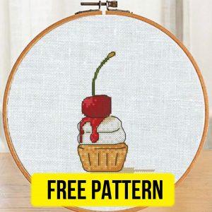 “Cherry Cake” - Free Cross Stitch Pattern Food Cafe