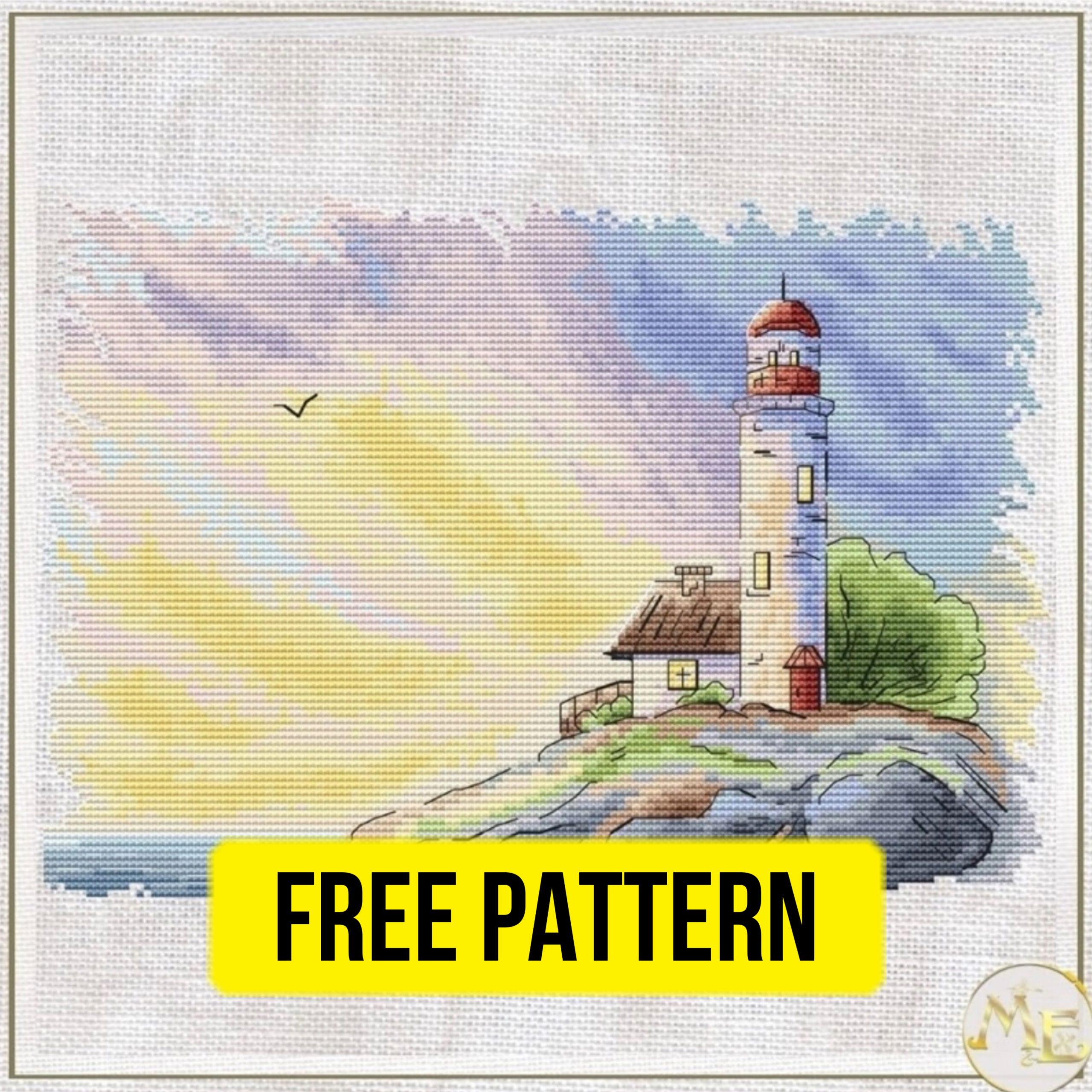 Lighthouse - Free Cross Stitch Pattern Sea Download Design