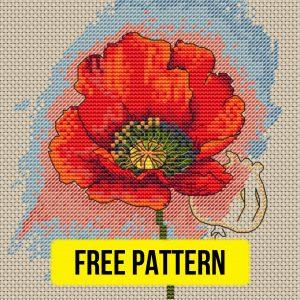 Poppy - Free Cross Stitch Pattern Flowers Download