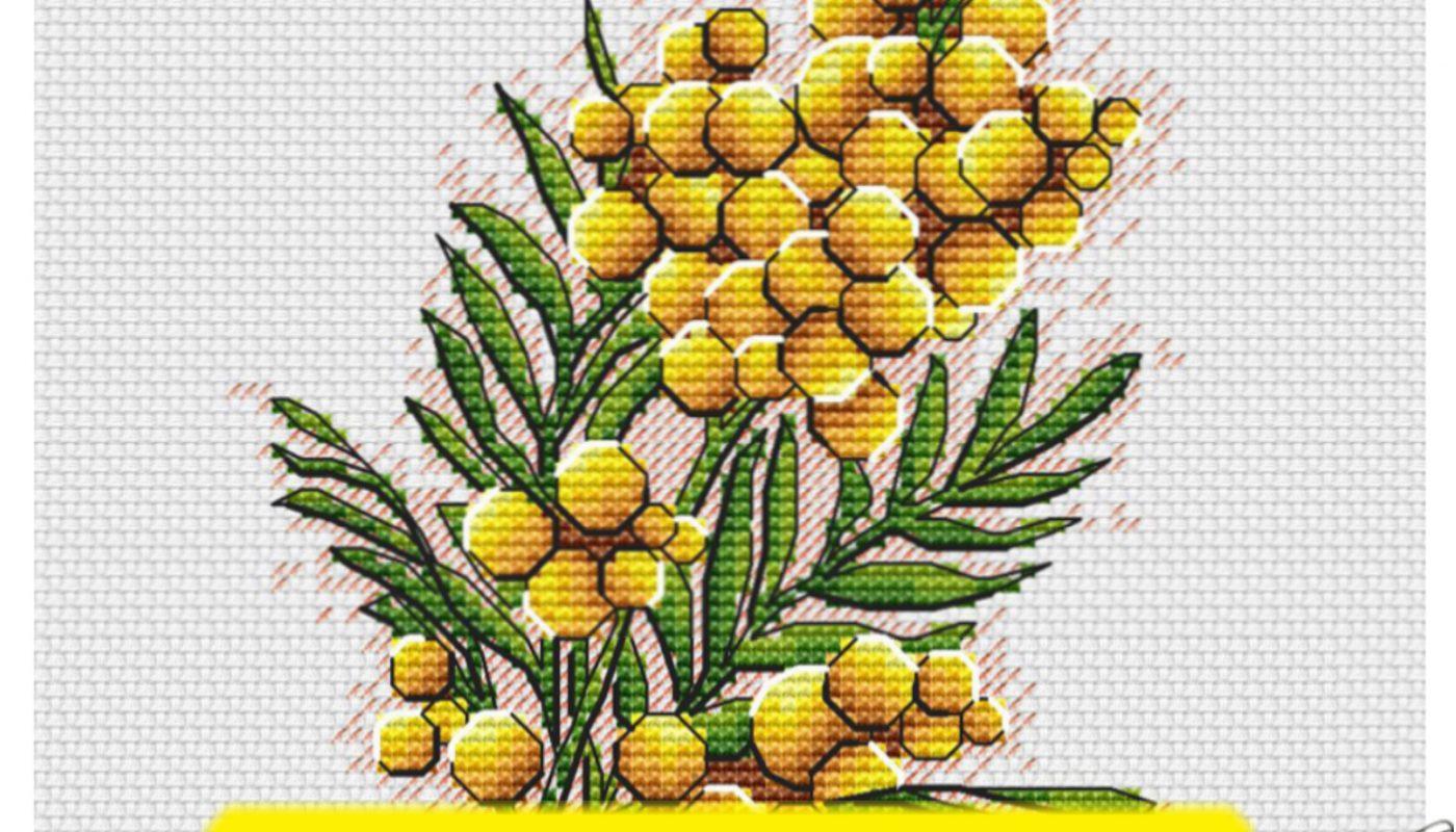 Mimosa - Free Cross Stitch Pattern Flowers Download Design