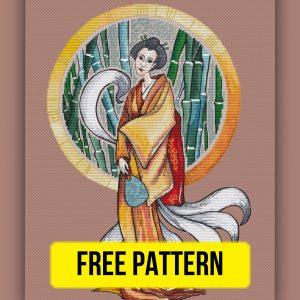 Geisha - Free Printable Japan Cross Stitch Design