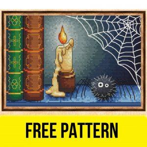 Bookshelf - Free Halloween Cross Stitch Pattern Designs Spider