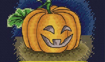 Halloween Pumpkin - Free Printable Cross Stitch Design Pattern