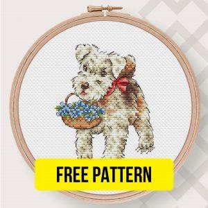 Present - Free Printable Cross Stitch Design Dogs Download