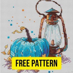 Blue Pumpkin - Free Cross Stitch Pattern Halloween Design