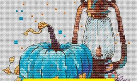 Blue Pumpkin - Free Cross Stitch Pattern Halloween Design