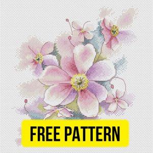 Watercolour Flowers - Free Cross Stitch Pattern Download Design
