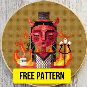 Stay Warm - Free Cross Stitch Pattern for Beginners Devil