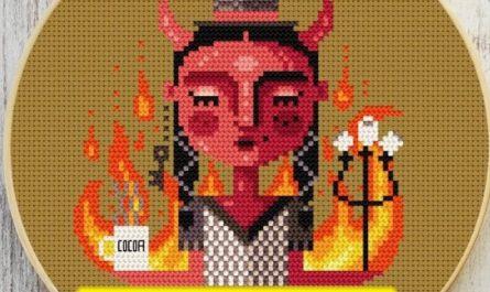 Stay Warm - Free Cross Stitch Pattern for Beginners Devil