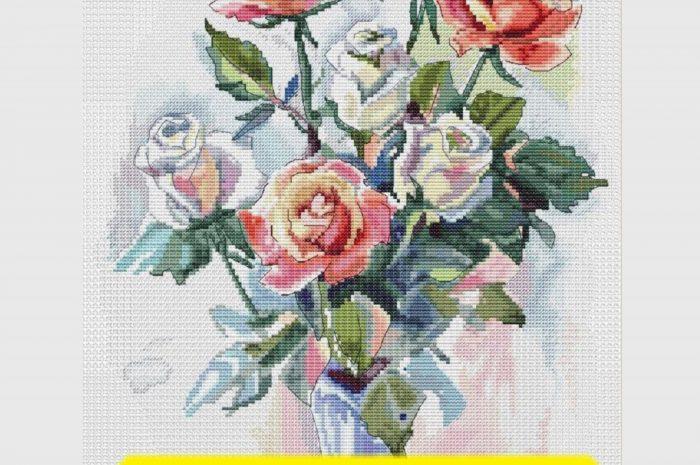 “Watercolour Roses” – free cross stitch pattern