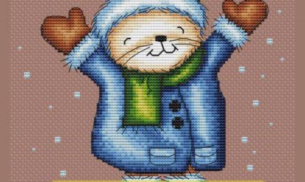 First Snow - Free Cross Stitch Pattern Winter Bear Download