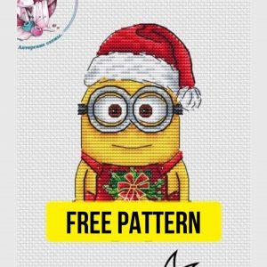 Xmas Minion - Free Cross Stitch Pattern Cartoon Christmas