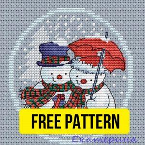 Snowmen Couple - Free Cross Stitch Pattern Christmas Designs