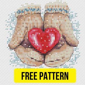 Winter Love - Free Cross Stitch Pattern Heart Christmas PDF