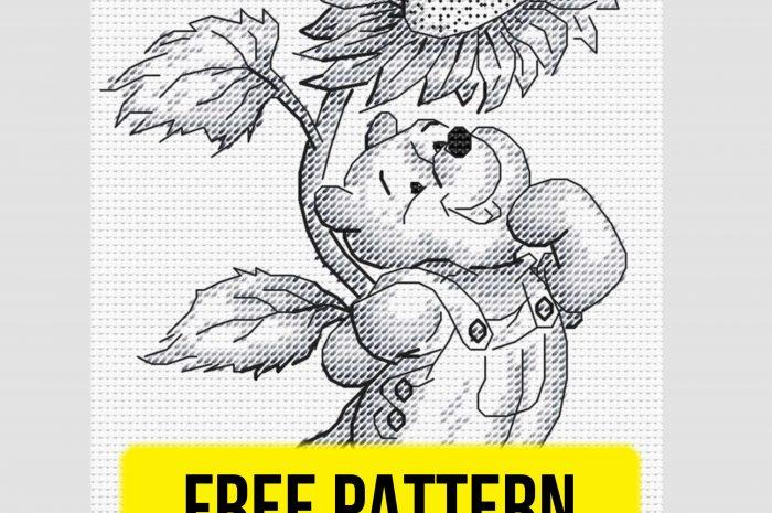 “Winnie-the-Pooh and Sunflower” – free cross stitch pattern