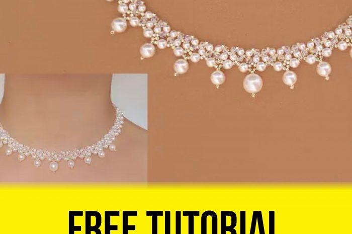 “Beaded Pearl & Crystal Necklace” – free tutorial