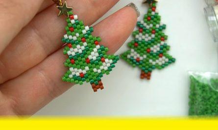 Christmas Tree Earrings - Free Beading DIY Tutorial Easy