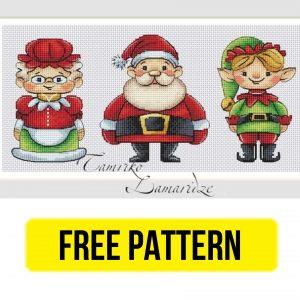 Christmas Trio - Free Cross Stitch Pattern Embroidery Designs