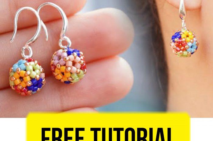 “Multicolour beaded earring” – free super easy beading tutorial
