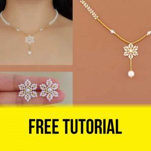 Beaded Flower Necklace & Earrings - Free Tutorial Beading
