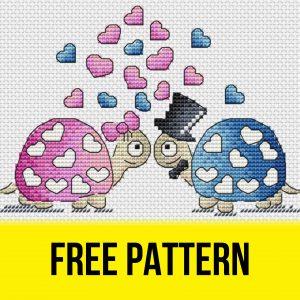 Turtles in Love - Free Cross Stitch Pattern Valentine’s Day