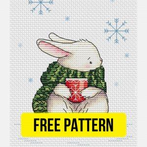 Winter Rabbit - Free Christmas Cross Stitch Pattern Embroidery