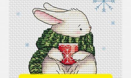 Winter Rabbit - Free Christmas Cross Stitch Pattern Embroidery