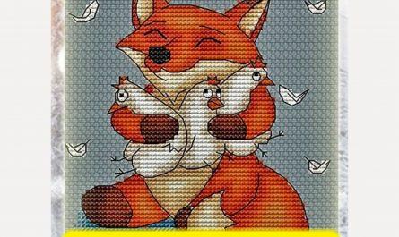 Fox with Chicken - Free Funny Cross Stitch Pattern Design