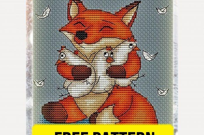 “Fox with chicken” – free cross stitch pattern