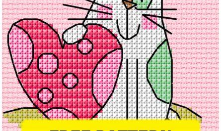 Valentine Cat - Free Cross Stitch Pattern Love Cats Animals