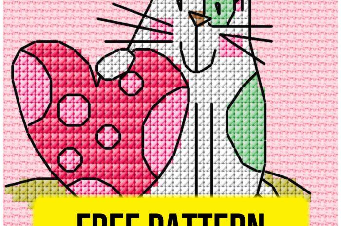 “Valentine cat” – free cross stitch pattern