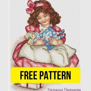Doll - Free Cross Stitch Pattern Embroidery Designs Girls