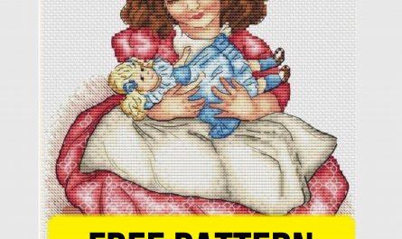 Doll - Free Cross Stitch Pattern Embroidery Designs Girls