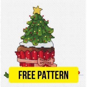 Christmas Cake - Free Cross Stitch Pattern Download Tree PDF