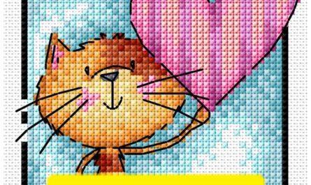 Happy Cat - Free Cross Stitch Pattern Valentine’s Day Design