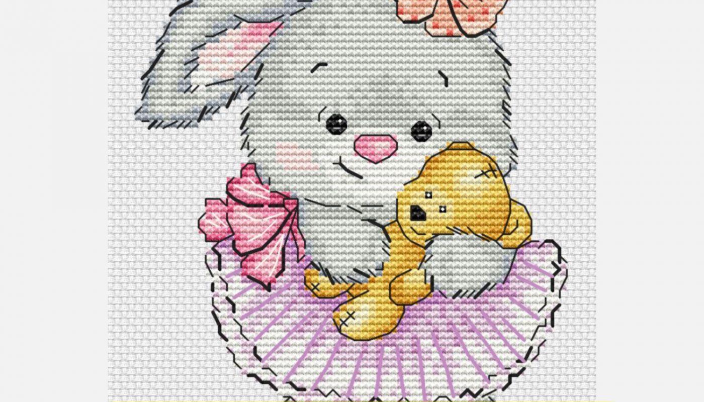 Bunny Girl - Free Cross Stitch Pattern for Kids Baby Birthday