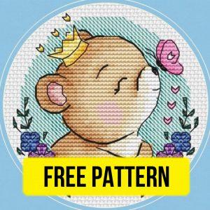 Chance Meeting - Free Cross Stitch Pattern for Kids Baby Bear