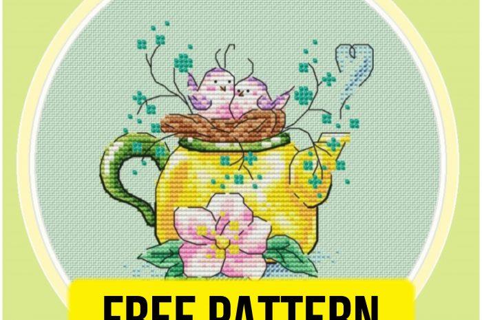 “Spring Tea” – free cross stitch pattern