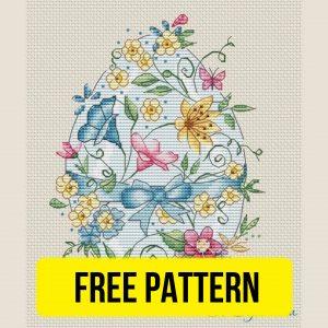 Easter Egg - Free Cross Stitch Pattern Flowers Download PDF
