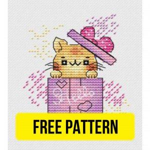 Present for You - Free Cross Stitch Pattern Birthday Cats
