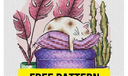 On a Feather Bed - Cats Cross Stitch Pattern Designs Animals