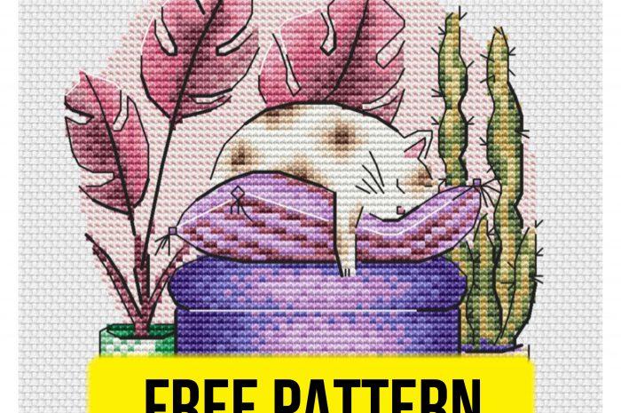 “On a feather bed” – free cross stitch pattern