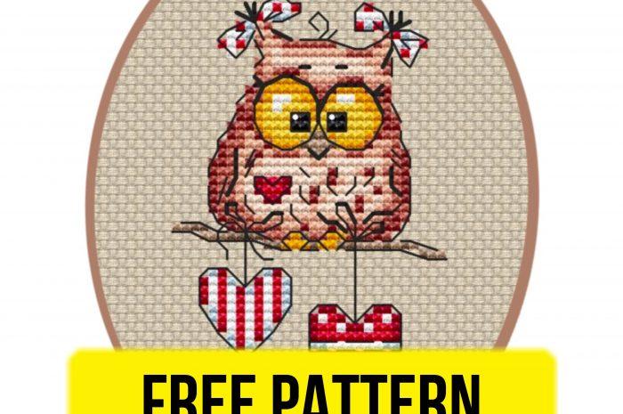 “Owl in love” – free cross stitch pattern