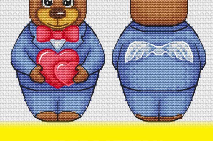 “Bear in love” – free cross stitch pattern