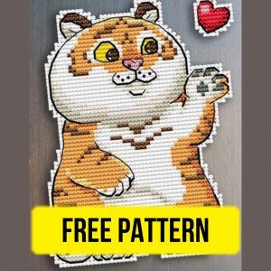 Tiger in Love - Free Cross Stitch Pattern Animals Valentine’s Day